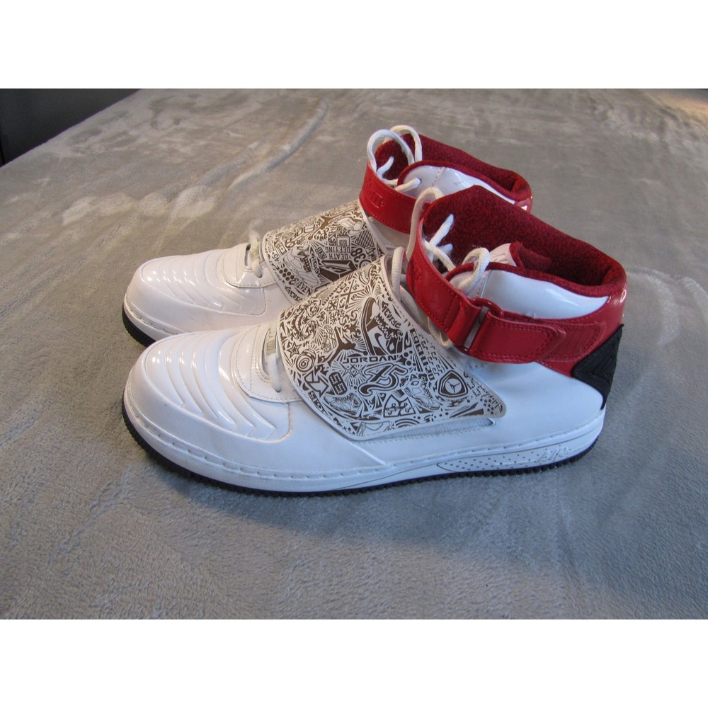 Jordan AJF 20 Fusion White Varsity Red Black Laser Strap 331823-101 Men High Top - Picture 3 of 12